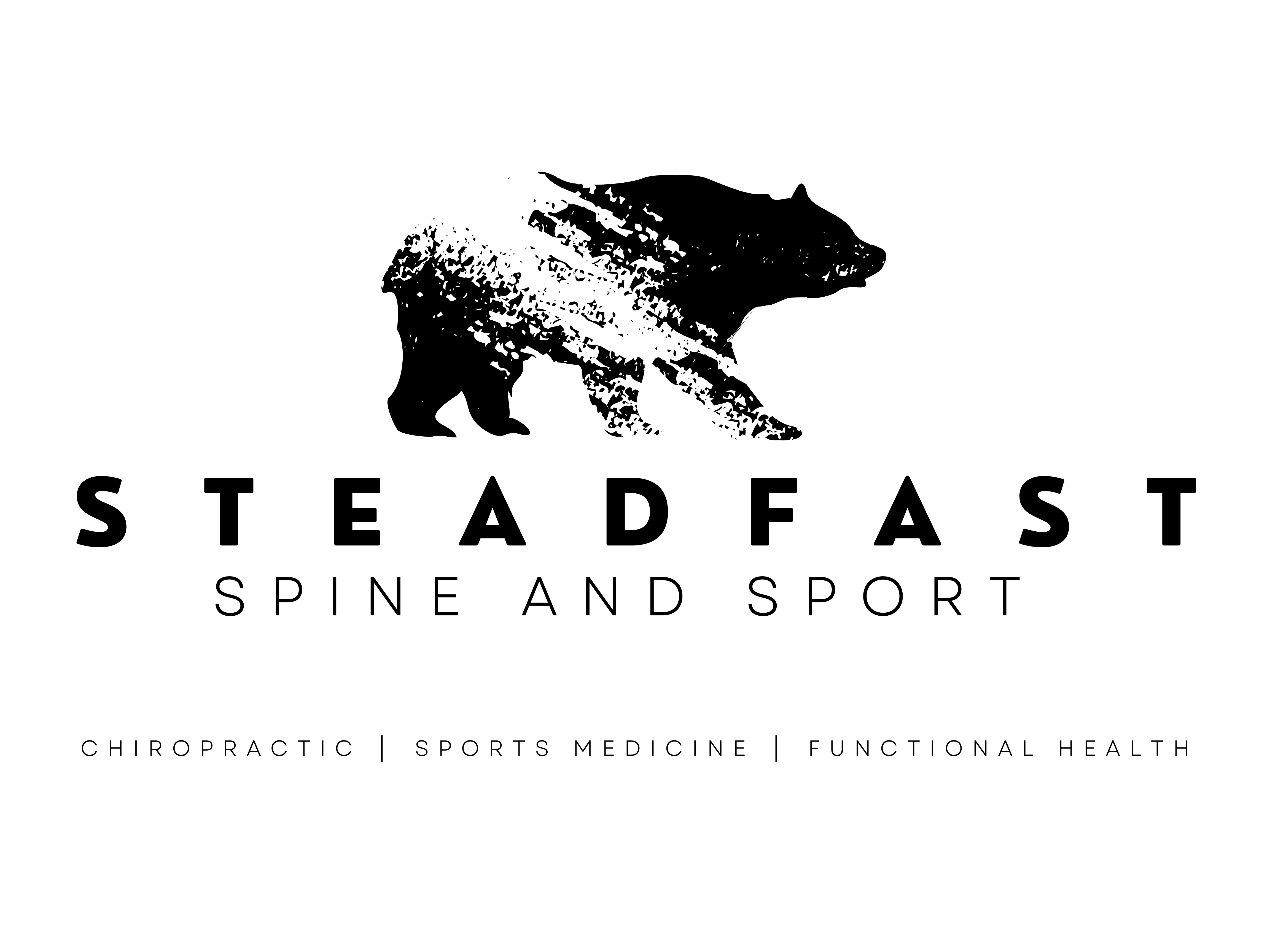 bear logo with "Steadfast Sport and Spine" under bear and chiropractic, sports medicine, and functional health under that